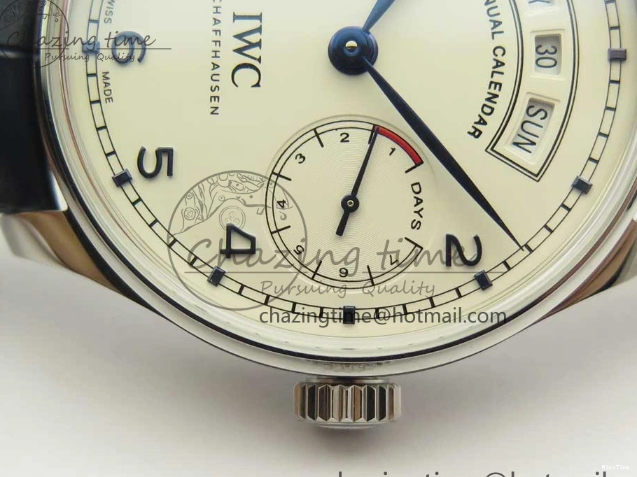 MIROTIME 0212 Affordable Portuguese Real PR Real Annual Calendar IW5035 ZF 1:1 Best Edition White Dial Blue Markers on Blue Leather Strap A 7143